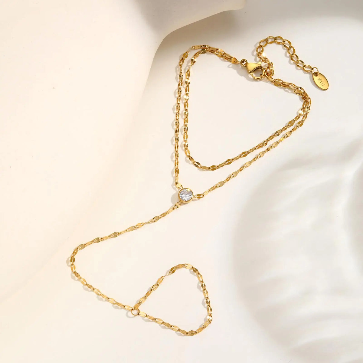 Gold Hand Chain Bracelet Ring for Women – Adjustable Double Layer Jewelry