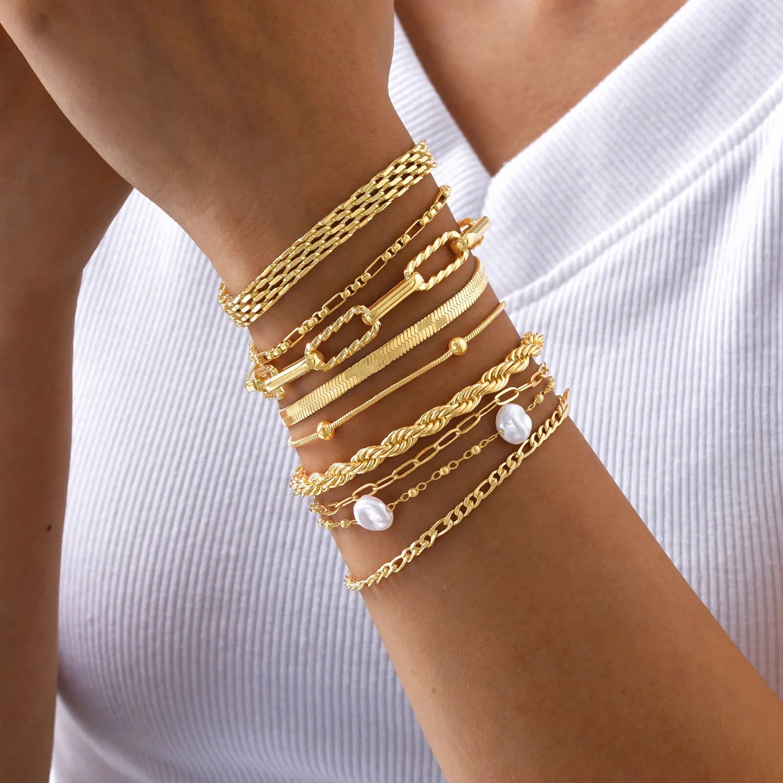 Carter and Laurent Aurelia gold bracelet stack